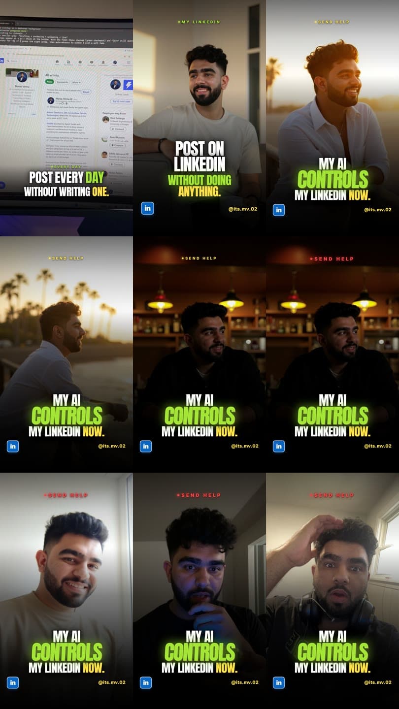 Nine AI-generated thumbnail variants
